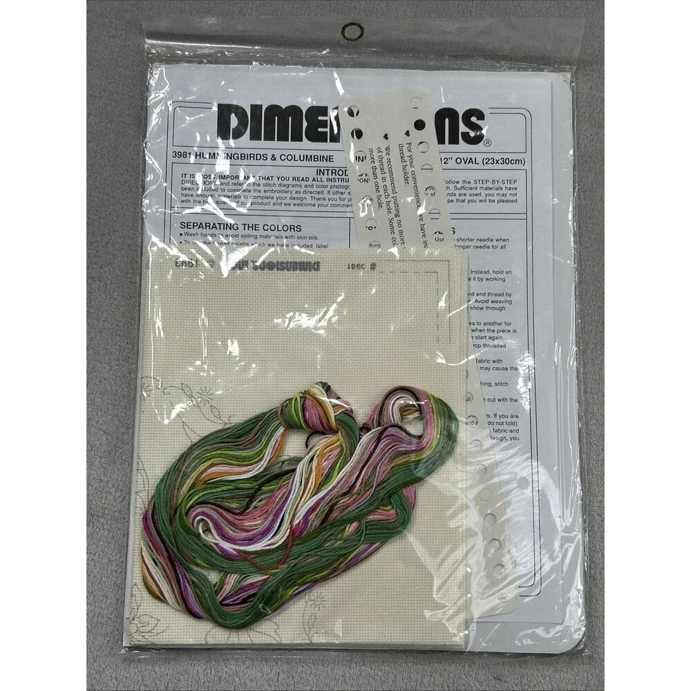 Dimensions No Count Cross Stitch Kit Hummingbirds & Columbine 3981 Floral Birds